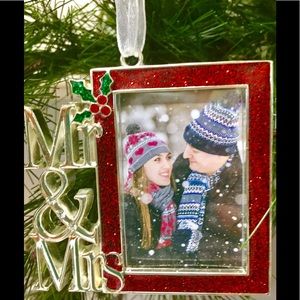 Mr & Mrs Photo Holly Red Berry Christmas Ornament!